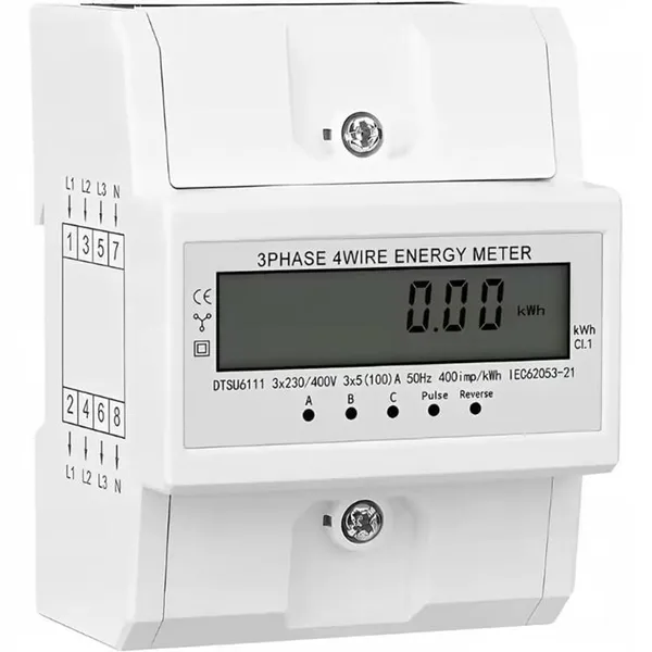 Contatore elettrico trifase 100A 230/400V a 4 fili per montaggio su guida DIN, certificato, nuovo._voghion.com