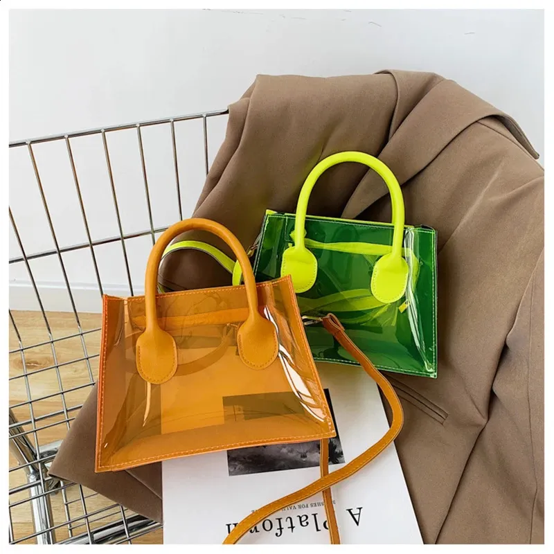 Mode PVC Zipfel Frauen Transparente Handtasche Dame Telefon Geldbörse Sommer Strand Klare Umhängetaschen 240826_voghion.com
