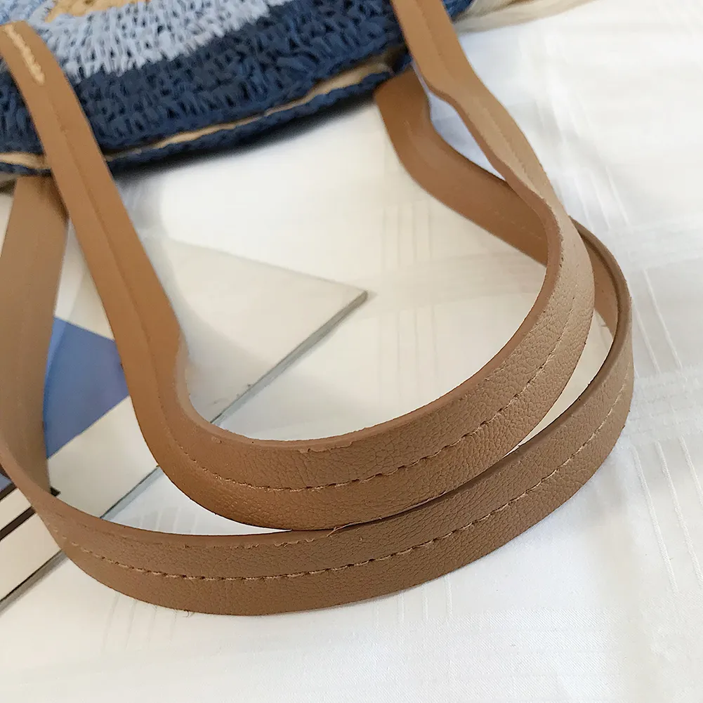 Borsa a tracolla rotonda estiva da donna in rattan intrecciato, in paglia, fatta a mano, da spiaggia, per la spesa, con manico superiore_voghion.com