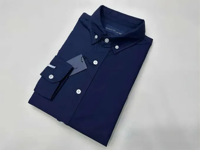 2024 Cămașă lungă bărbătească polo cu mânecă casual pentru primăvară și toamnă, bumbac Oxford, fără călcat, slim, formală, de înaltă calitate, Leeve Pring_voghion.com
