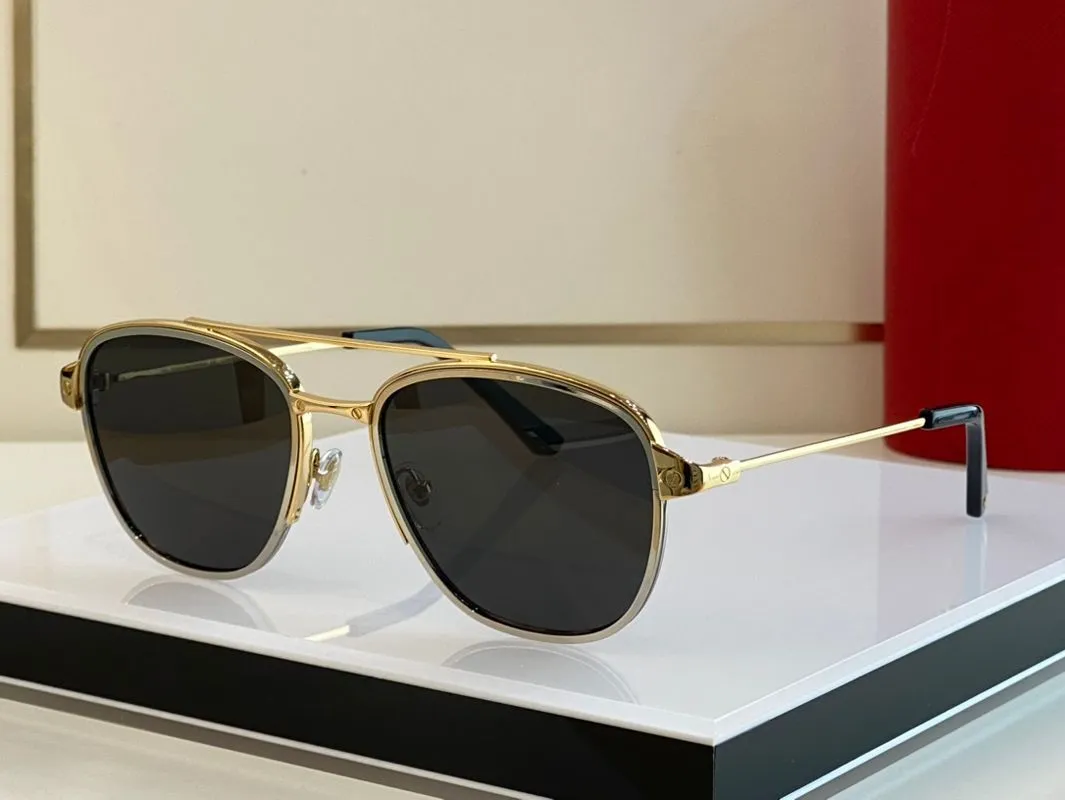 Pilot Sunglasses Men Square Gold Plated Brushed Platinum Finish_voghion.com