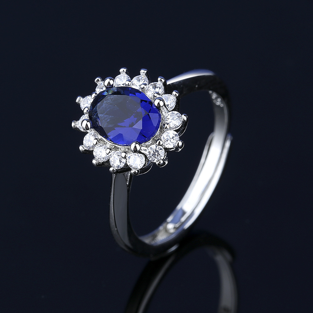 Neu Caibao Ozean Herz Blau Micro Intarsien Ring Temperament Halskette Ohrringe Weibliche Live_voghion.com