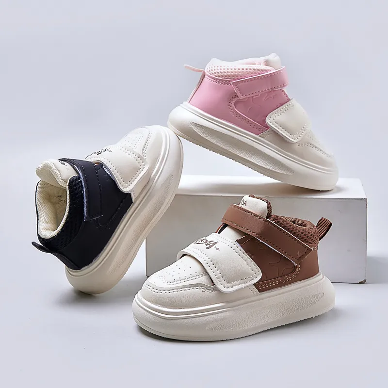 Meninas Meninos Criança Soft Anti Chute Corrida Cutefeet Menino Cano Médio Ganchos Duplos Tênis Criança Sapatos Esportivos Tamanhos 21 - 30_voghion.com