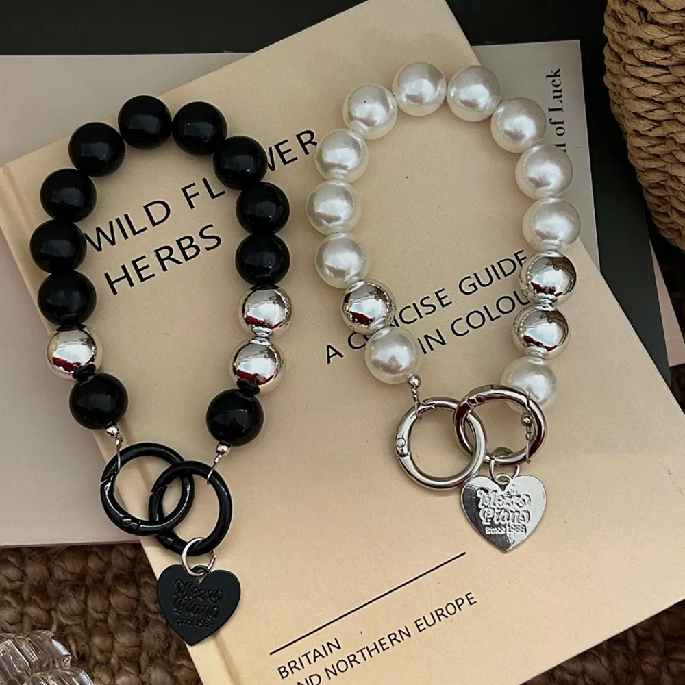 INS Fashion Beaded Lanyard Anti-Lost Bracelet For Mobile Case Wrist Strap Car Keychain Cute Phone Charm_voghion.com