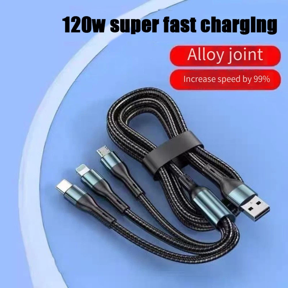 3 In 1 Fast Charging Cable Cell Phone Charger Cord For IPhone Type C Micro USB ☋_voghion.com