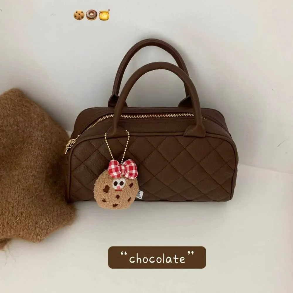 1 stück herbst und winter Maillard schokolade schwarz vintage stil bowg rhombus muster handtasche kosmetische ba241104_voghion.com