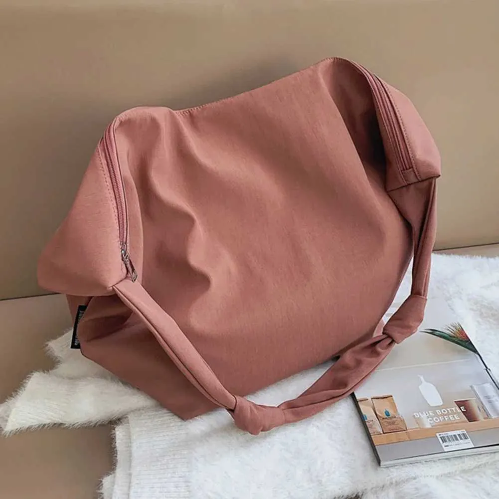 Schultertasche Große Kapazität Fem Handtasche Lässig FI Tragbare Feste Farbe Einfache Leinwand Elegante Wochenende Schultern Y241109_voghion.com