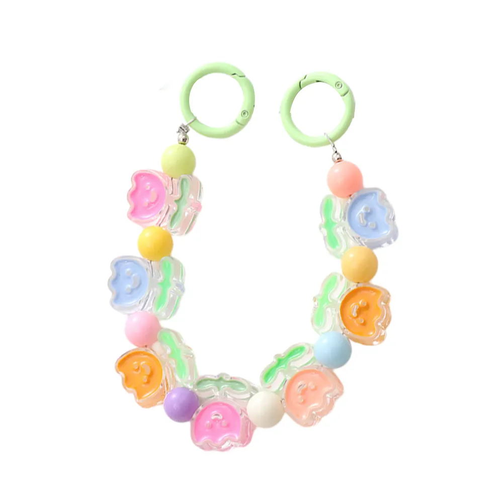 Cordino con perline a forma di simpatico orso cartoon, perline acriliche colorate, ciondolo fai da te per cellulare, gioiello per telefono_voghion.com
