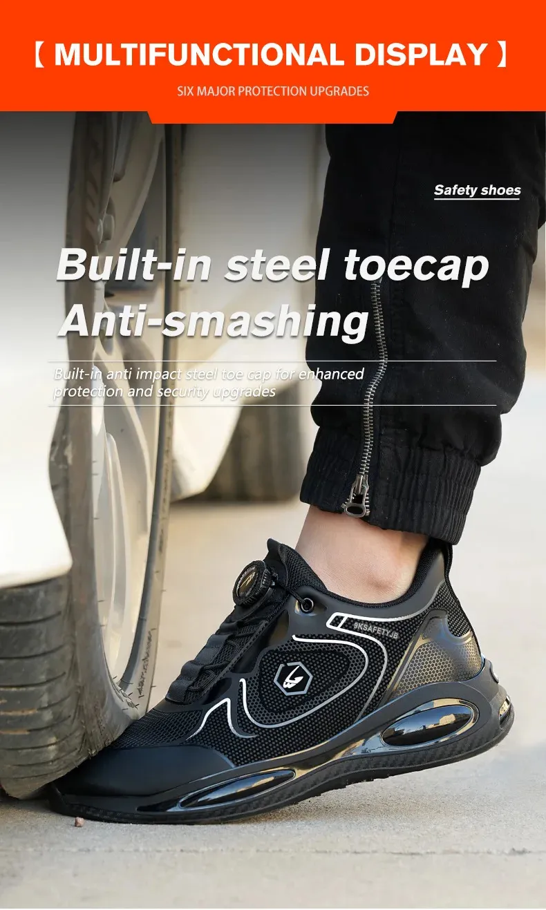 Chaussures de sécurité imperméables pour hommes, bout en acier, protection à coussin d'air et bouton rotatif, pointure 47/48, 250402_voghion.com