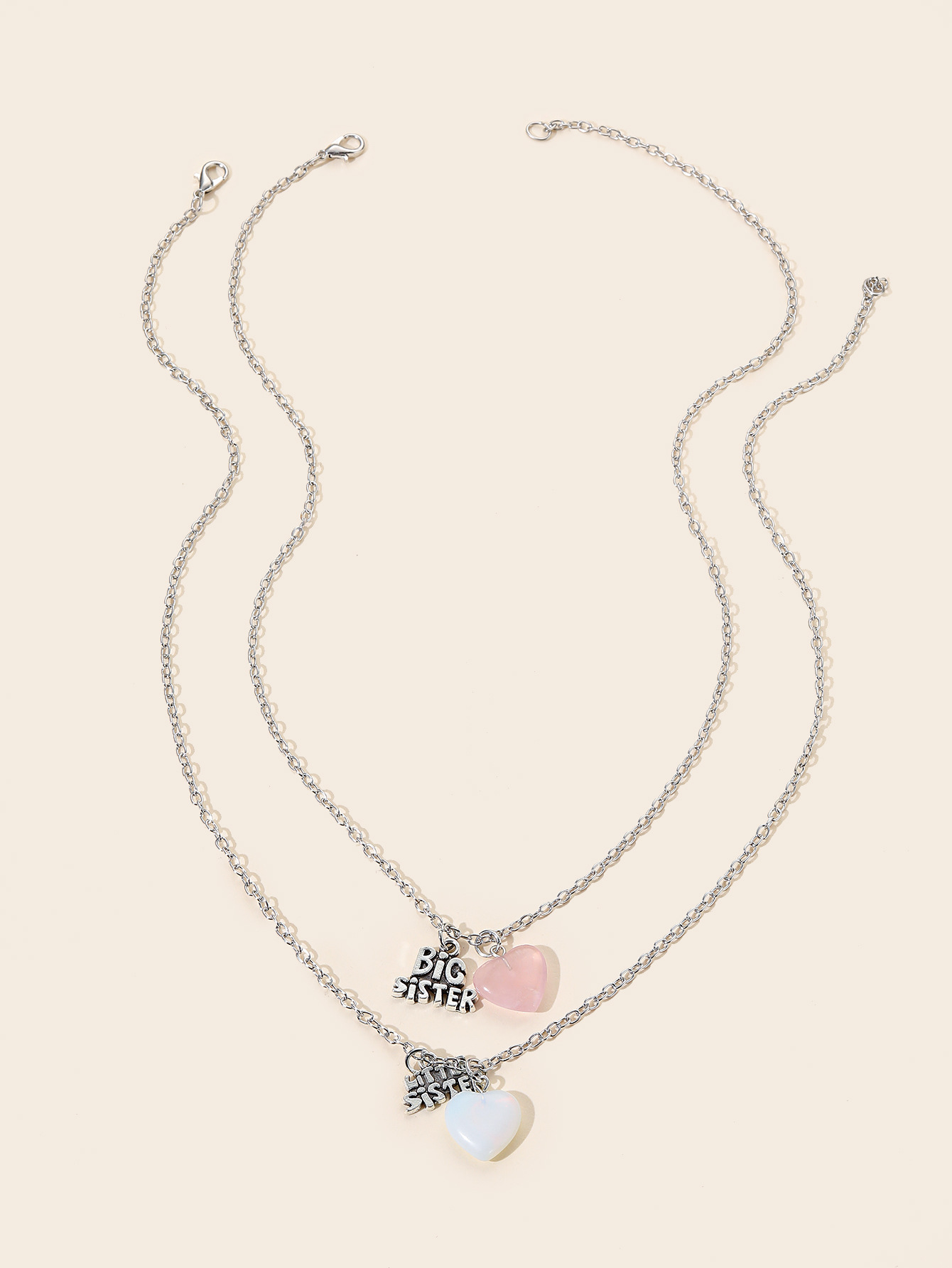 Necklaces 2-piece crystal love sister necklace_voghion.com
