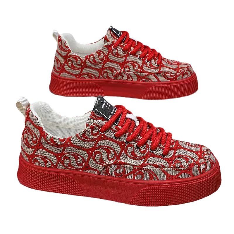 Canvas Zomer 2024 Nieuwe Niche Lage Top Bedrukte Board Heren Dikke Zool Sport Casual Mode Schoenen_voghion.com