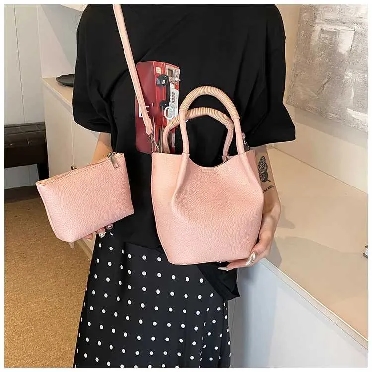 Einfache, solide Eimer-Handtaschen für Frauen, große Kapazität, lässige Pendler-Verbundtaschen, vielseitige Umhängetaschen für Frauen_voghion.com