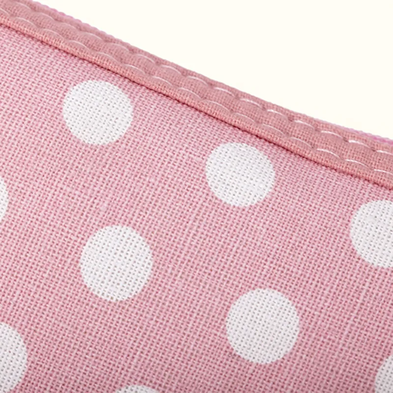 Semplici borse per il trucco in tessuto a pois, impermeabili, portatili, con cerniera, piccole borse per cosmetici, per donne e ragazze, in tela._voghion.com