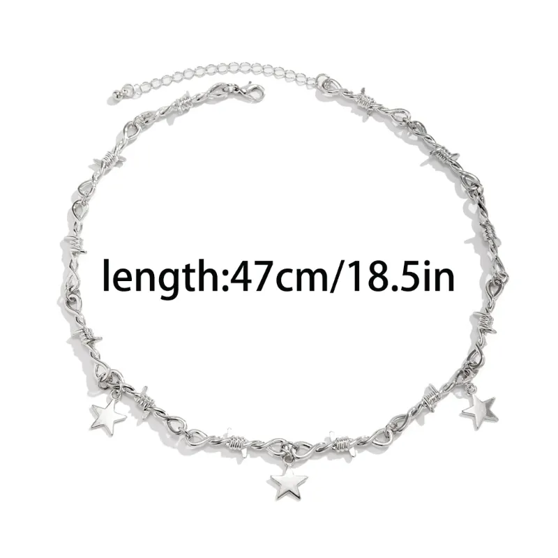 Star Pendant Thorn Chain Choker Necklace For Women & Girls_voghion.com