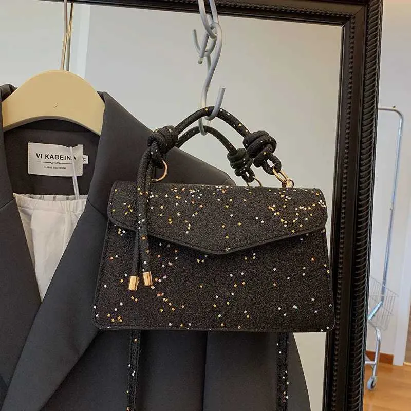 Glossy Women Handbags Solid Flap Sequins Stachels Crossbody Bag Female Summer Fashion Shiny Messenger Shoulder_voghion.com