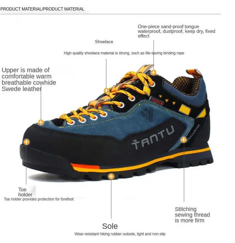Waterproof Hiking Men's Climbing Shoes Anti-collision Fashion Outdoor Casual Lace-up Sneakers_voghion.com