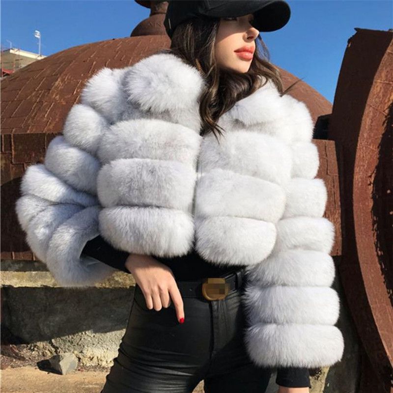 Vêtements pour femmes manches courtes en fourrure pour femmes automne et hiver hauts chauds manteau en peluche tendance_voghion.com