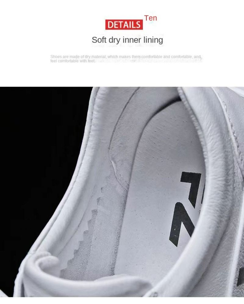 Casual For Men Autumn New Flat Breathable Fashion Lace Up Running White Leather Sneakers Male Students Walking Shoes_desvips.com