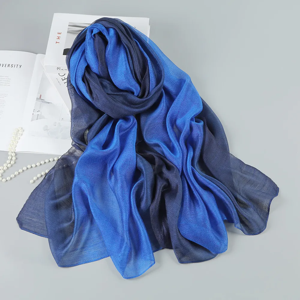 Gradual Change Mulberry Silk Scarf For Women Lightweight Shawl_voghion.com