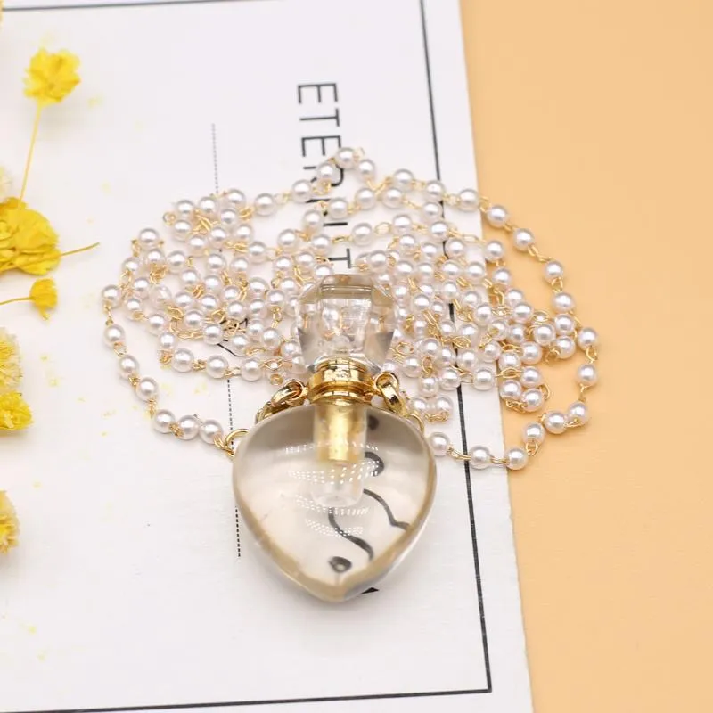 Pendant Necklaces Natural Stone Perfume Bottle Necklace Clear Quartz Essential Oil Diffuser Vial Crystal Jewelry Gifts_voghion.com