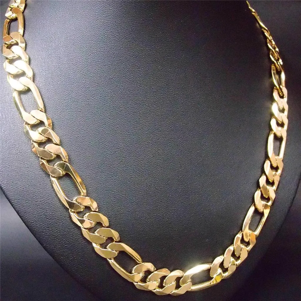 Nuova collana da uomo con catena a maglie larghe, pesante 94 g, 12 mm, riempita in oro giallo massiccio_voghion.com