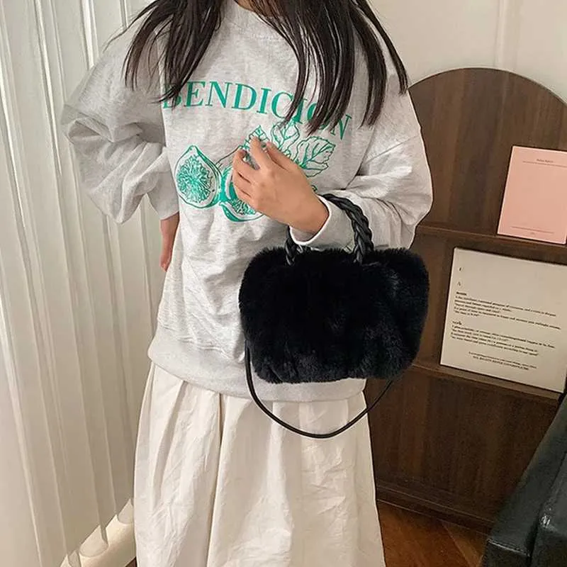 Sac à bandoulière multifonctionnel en fourrure pour femme, sac à main seau à la mode, sacs à bandoulière en peluche douce, mode fourrure nuage_voghion.com