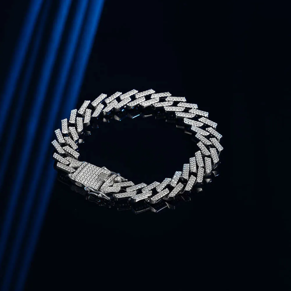Manufacturer Custom 10mm Sier Thick Chunky Zirconia Full Paved Ice Out Cuban Chain Bracelet_voghion.com