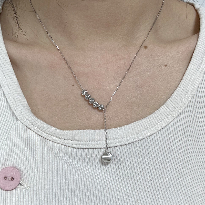 collana con perline rotonde a forma di occhio di gatto in argento sterling, donna, design di nicchia coreano, luce, lusso, moda, maglione a catena_voghion.com