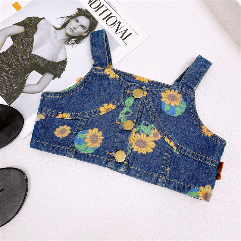 Mamma e bambini nuovi vestiti per bambini moda estiva ragazze vestito denim reggicalze a vita alta più gonna abito a due pezzi_voghion.com