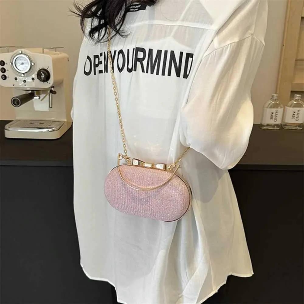 Pochette portefeuille femme rose brillant sequin sac à main 2024 nouvelle mode soirée dix police petit sac de créateur Y241019_voghion.com