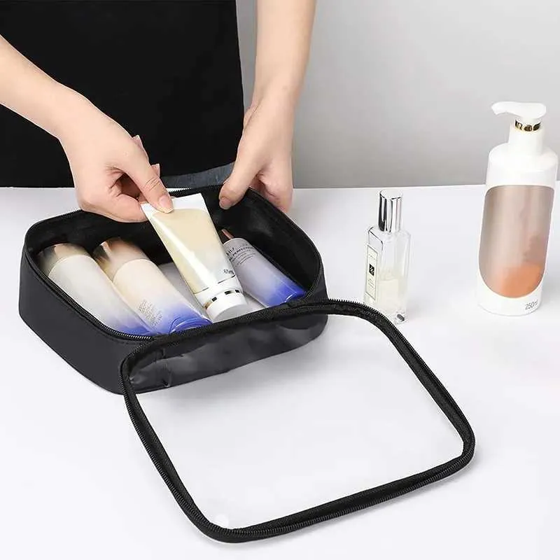 Organizzatore per cosmetici da viaggio portatile, trasparente, impermeabile, grande capacità, borsa da donna per il trucco._voghion.com