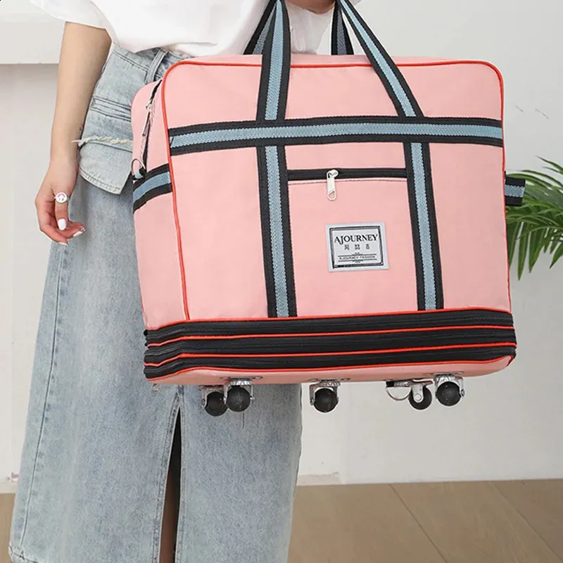 Faltbare Lage Taschen mit Großen Wasserdicht Erweiterbar Lages Pack Handtasche Unisex Universal Reisetasche auf Rädern XM133_voghion.com