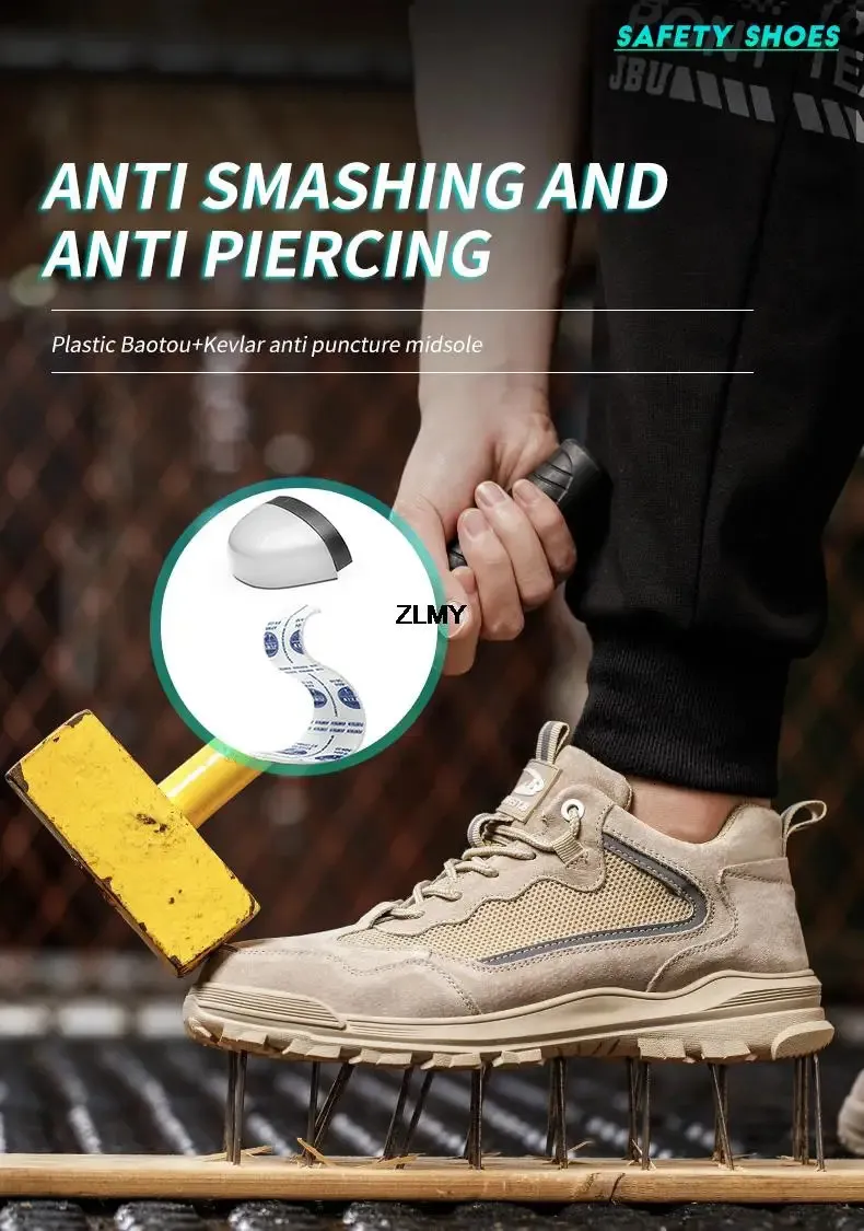 Chaussures de sécurité pour hommes, sans embouts métalliques, embouts en plastique, isolées, 6 kV, réfléchissantes, 250402_voghion.com