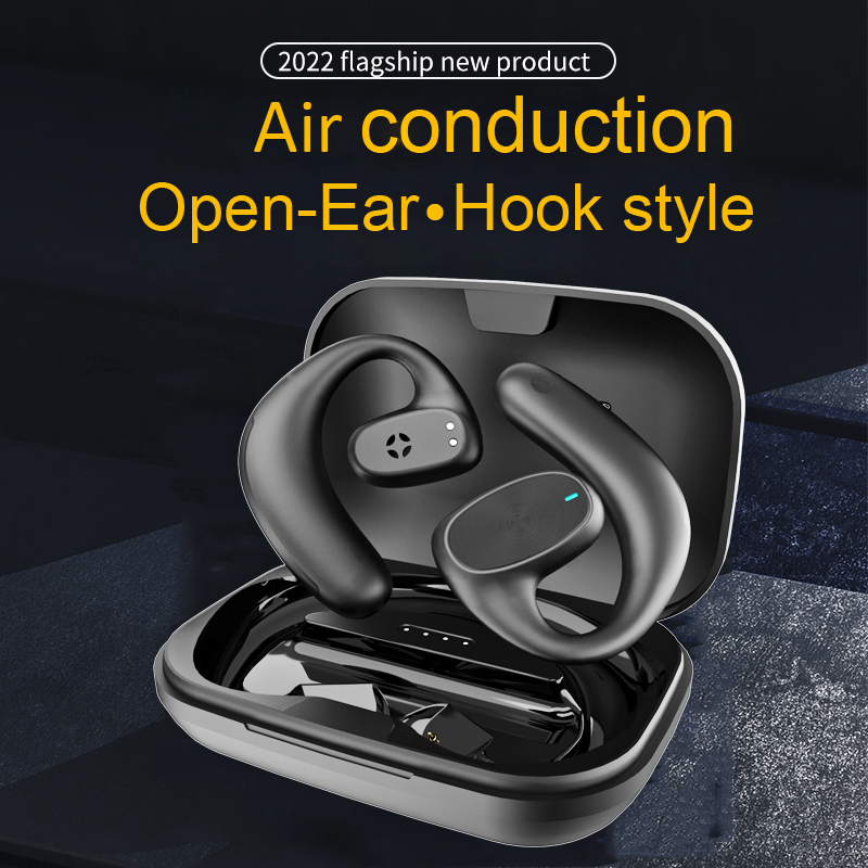 TWS Open-Ear Stereo Running Bluetooth Cuffie Air Conduction Qualità del suono Cuffie sportive wireless per esterni Auricolari con gancio per l'orecchio_voghion.com