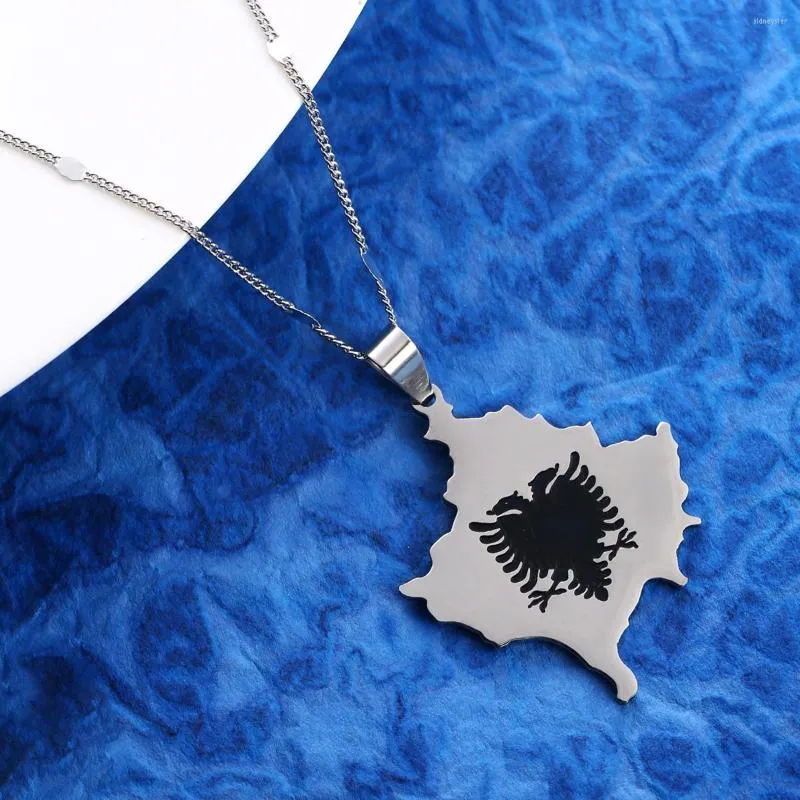 Halsketten mit Anhänger, Goldfarbe, Kosovo-Karten-Halskette für Frauen, Schmuck, Karte des Kosoves-Schmucks_voghion.com
