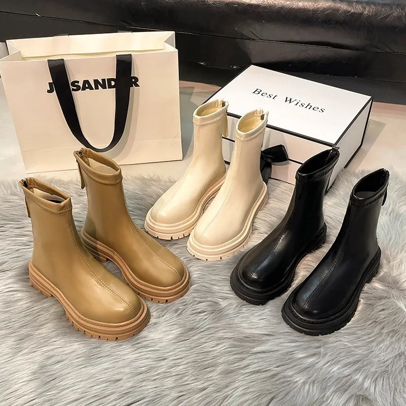 Free Shipping Designer Women Boots Black Beige Dark Brown Milk Tea Color Comfortable Wear-resisting Outdoor Casual Shoe_voghion.com