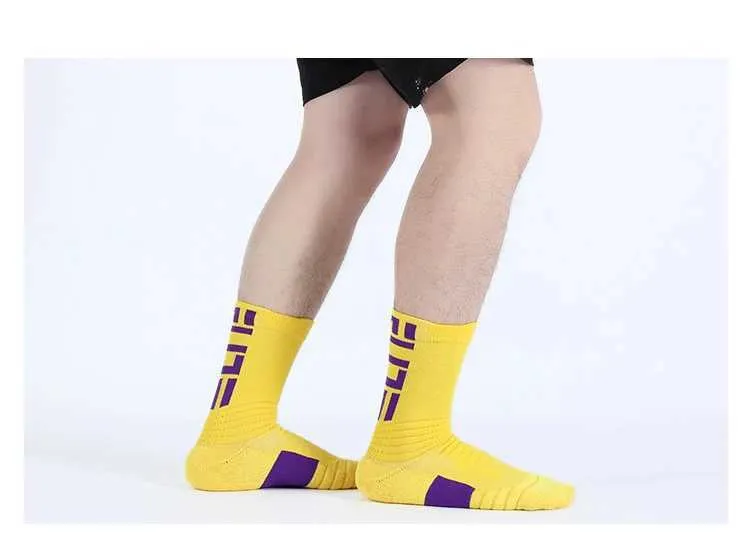 Men's 5Pairs Professional Cotton Basketball Elite Thick Sports Compression Durable Skateboard Towel Bottom Socks_voghion.com