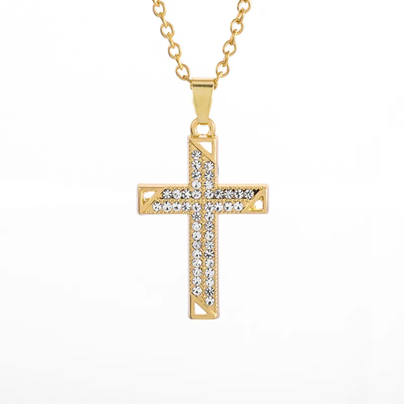 Classic Cross Pendant Necklace With Full Zircon For Men And Women_voghion.com