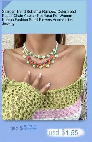 Colliers pendentifs nouvelle mode coréenne colorée mignonne perles de rocaille chaîne collier ras du cou pour femmes perles simulées baroques_voghion.com