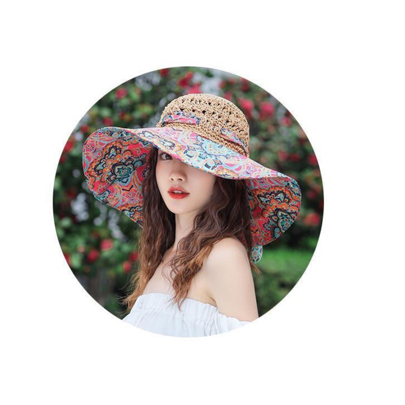 Versión coreana de verano para niños, versátil, resistente, sombrilla de playa de borde, sombrero de hierba, sombrero de viaje_voghion.com