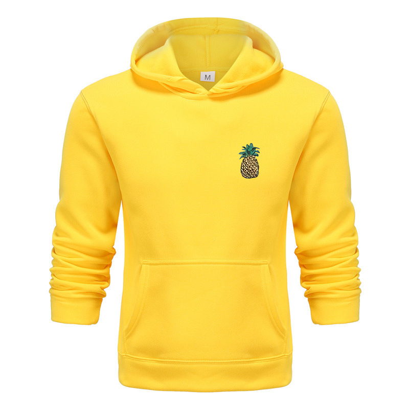 Sügise ja talve noorte kapuutsiga ananassiprindiga meeste pullover vabaaja kapuutsiga_voghion.com