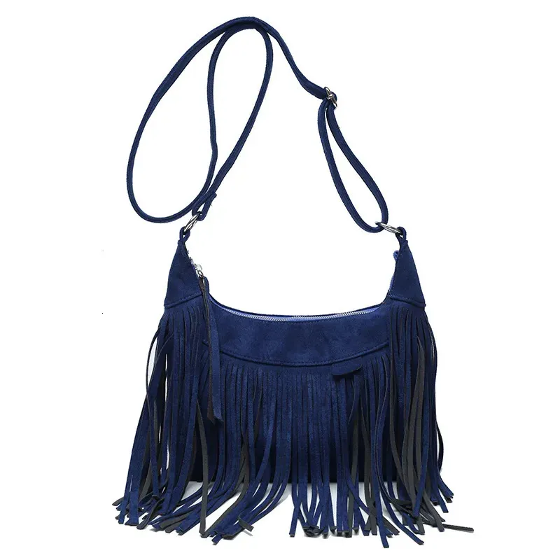 Borse a tracolla in pelle scamosciata con nappe e frange da donna 2024 Borsa a tracolla da donna alla moda Borsa a mano Tote Marrone Nero_voghion.com