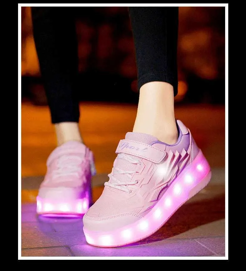 Düz Paten Erkek Kız Yanıp Sönen Işıklar İki Tekerlekli Paten Ayakkabı Led Işıklı Işıklı Spor Ayakkabılar Açık Hava Günlük Ayakkabılar_voghion.com