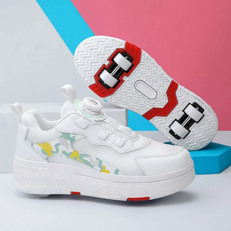 Kids Roller Skate Shoes Boys Girls Fashion Casual Runaway 4 Wheels Deformation Sneakers Adults Teenagers Children_voghion.com