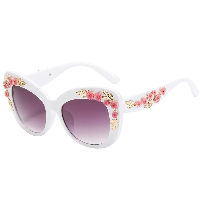 Baroque Modern Vintage Cat Eye Sunglasses Women Designer Sun Glasses Fashion Pink Shades Female Flower Decoration_voghion.com