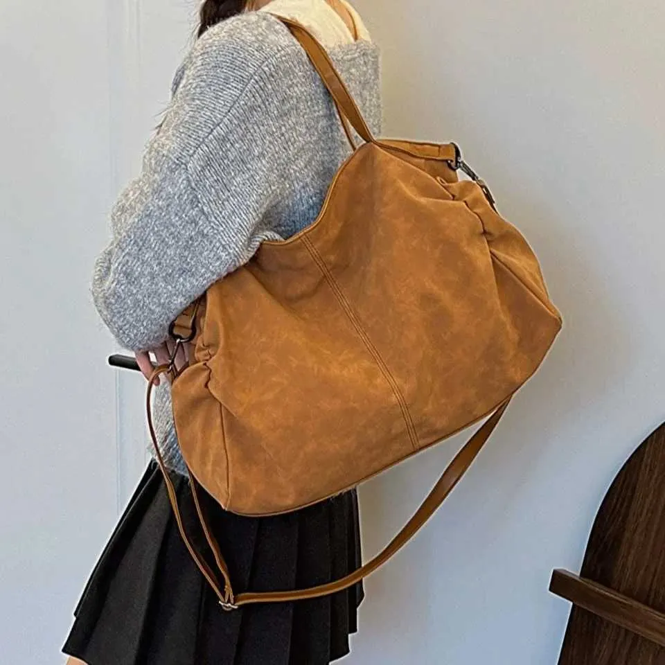 Borsa a tracolla vintage classica retrò alla moda in morbida pelle PU casual con tracolla singola, grande capacità_voghion.com