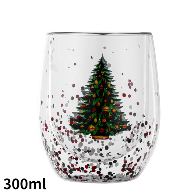 Tazza in vetro con albero di Natale creativo, 300 ml, resistente al calore, a doppia parete, in vetro, con coperchio, regalo di Natale carino per ragazze_voghion.com
