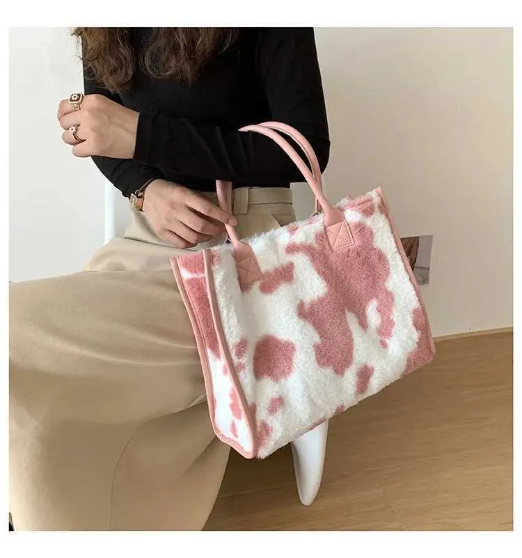 Leopardmönstrad handväska Modern för kvinnor Pendling Plyschväska Designerväskor Handväskor Bolsos De MujerC241031_voghion.com