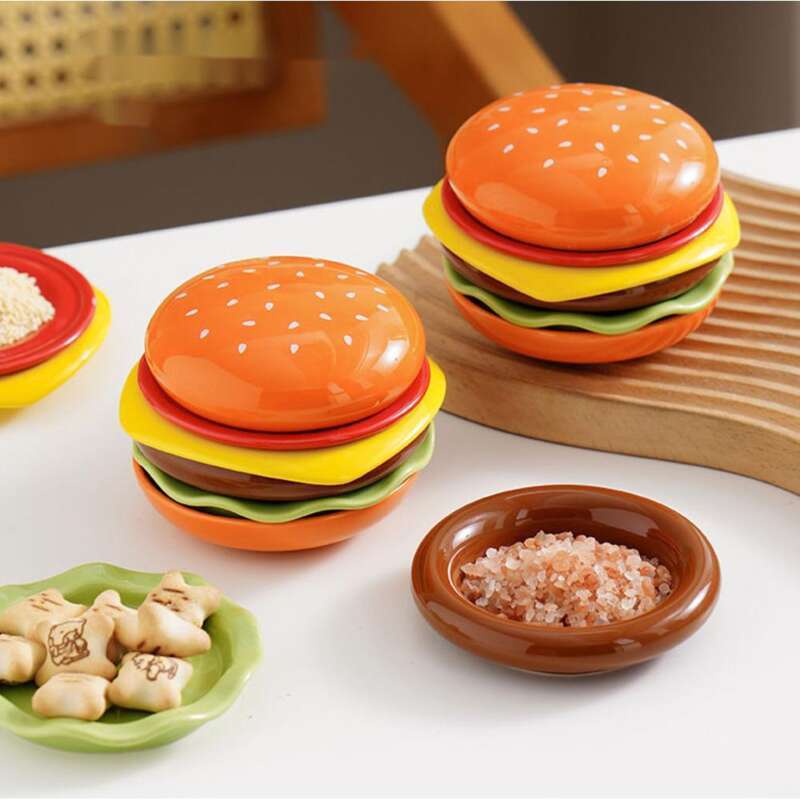 Farfurii de soia cu aromă de hamburger Home Flavor, farfurii de condimente pentru sos de oțet, dimensiuni mici_voghion.com