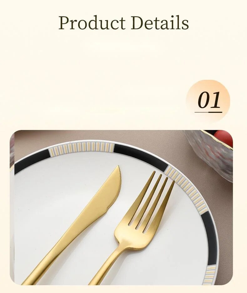 Portugal 304 stainless steel cutlery thickened Western style steak knife, fork, dessert spoon_voghion.com
